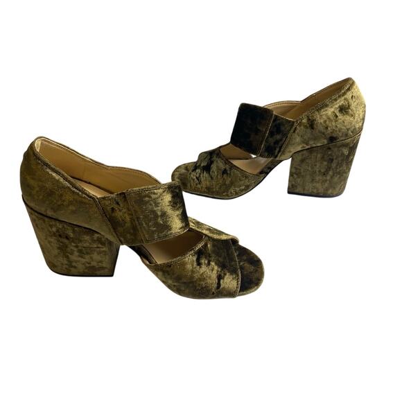 Cabi Women's Green Interlock Crushed Velvet Block Heel Size 8 - Picture 5 of 9
